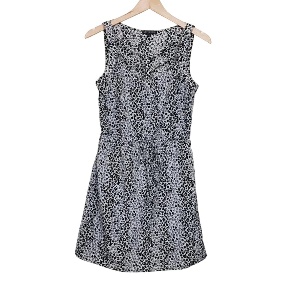 BeBop Sleeveless Animal Print Dress Women Size S Black White Bow Front
